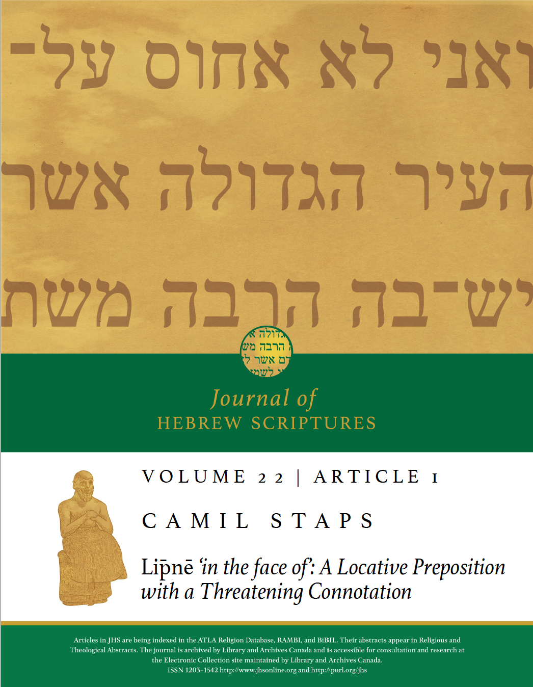 JHS, Volume 22, Article 1, Cover Page