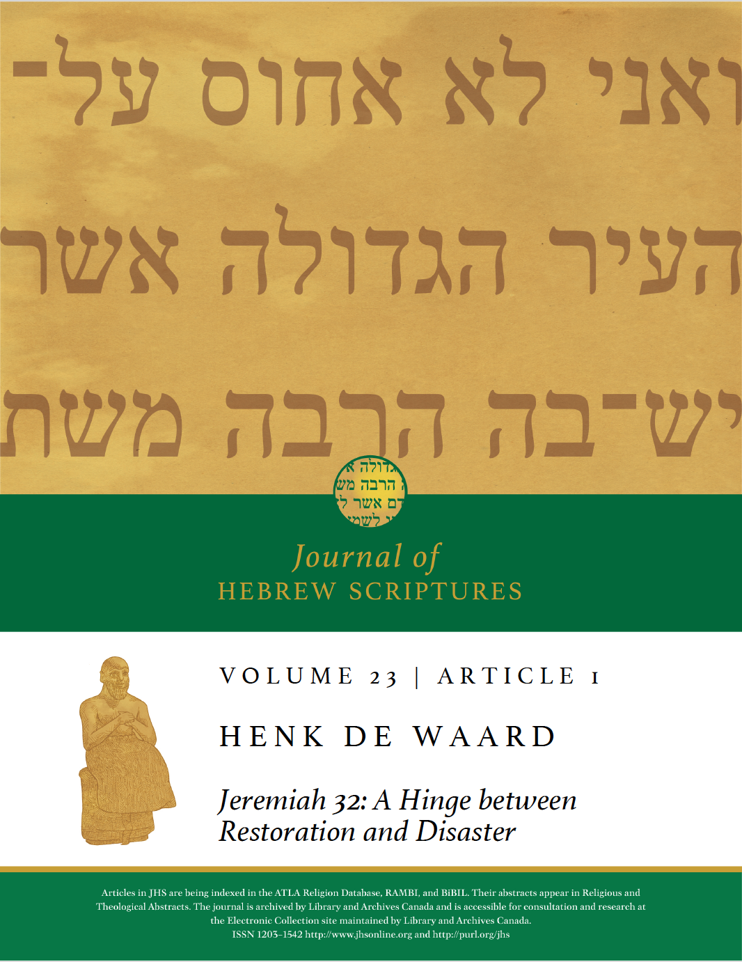 JHS, Volume 23, Article 1, Cover Page