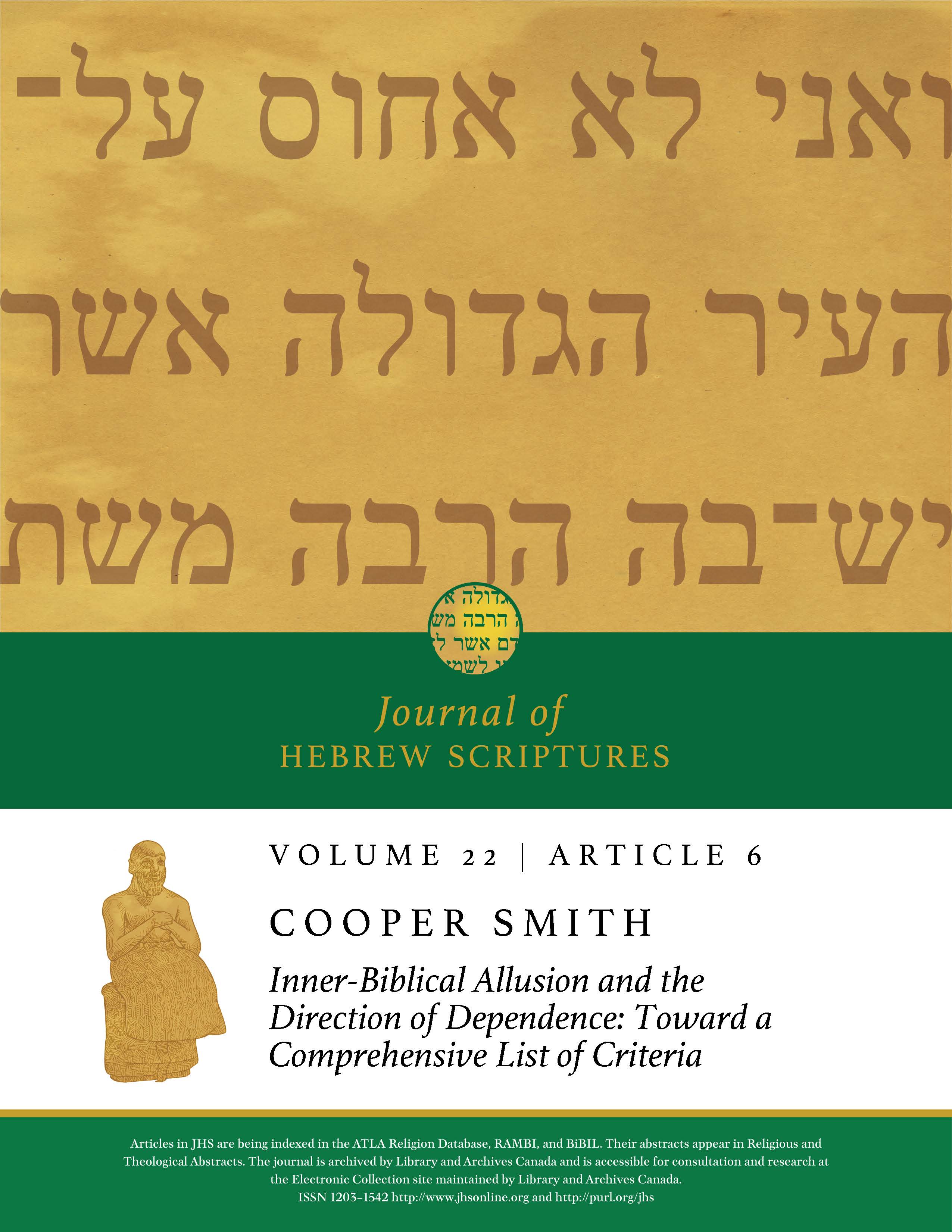 JHS, Volume 22, Article 6, Cover Page